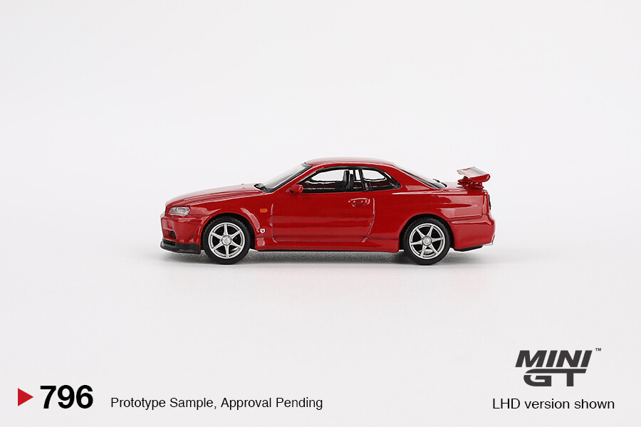 (ÖN SATIŞ) Mini GT 1/64 Nissan Skyline GT-R (R34) V-Spec Active Red - Blister Paket MGT00796-BL - Thumbnail