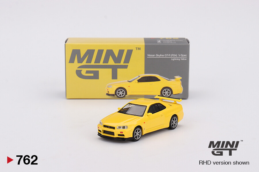 (ÖN SATIŞ) Mini GT 1/64 Nissan Skyline GT-R (R34) V-Spec Lightning Yellow MGT00762 - Thumbnail