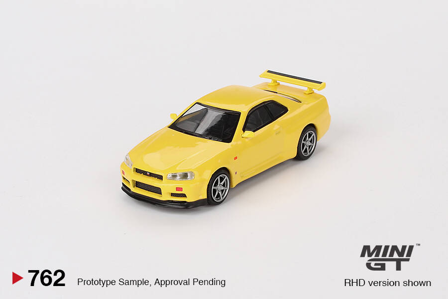 (ÖN SATIŞ) Mini GT 1/64 Nissan Skyline GT-R (R34) V-Spec Lightning Yellow MGT00762