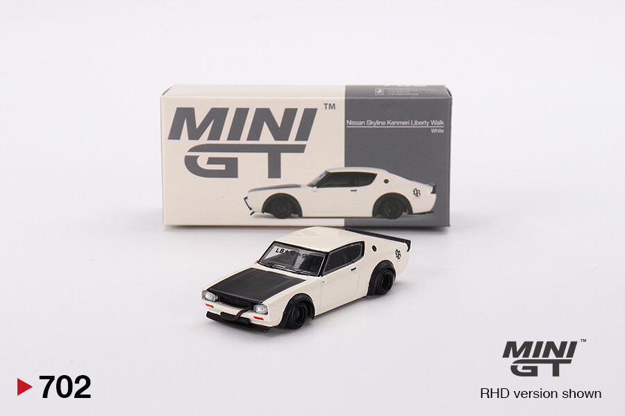 Mini GT 1/64 Nissan Skyline Kenmeri Liberty Walk White MGT00702 - Thumbnail