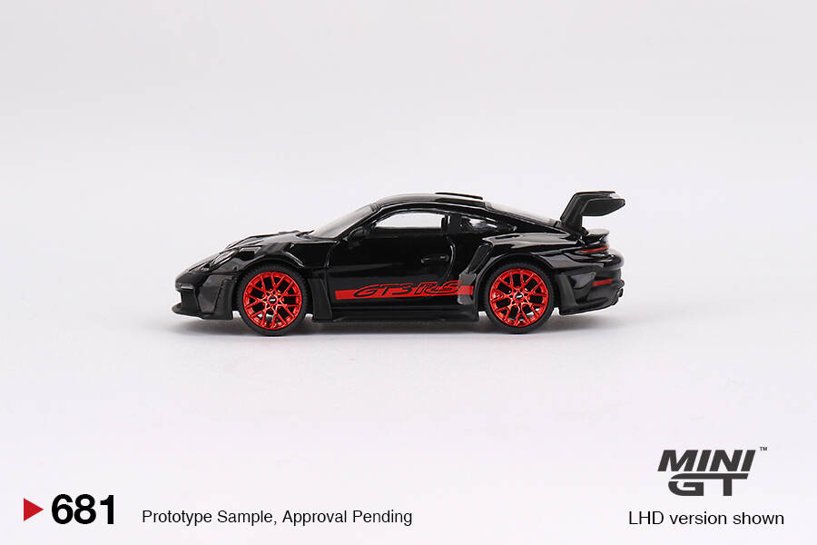 Mini GT 1/64 Porsche 911 (992) GT3 RS Black with Pyro Red MGT00681