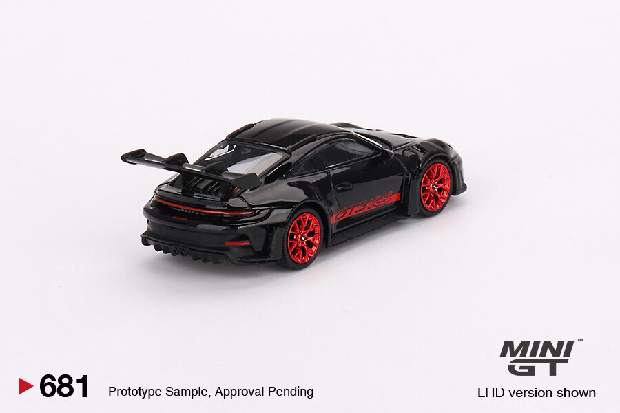 Mini GT 1/64 Porsche 911 (992) GT3 RS Black with Pyro Red MGT00681 - Thumbnail