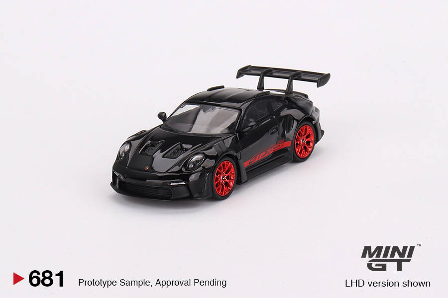 Mini GT 1/64 Porsche 911 (992) GT3 RS Black with Pyro Red MGT00681