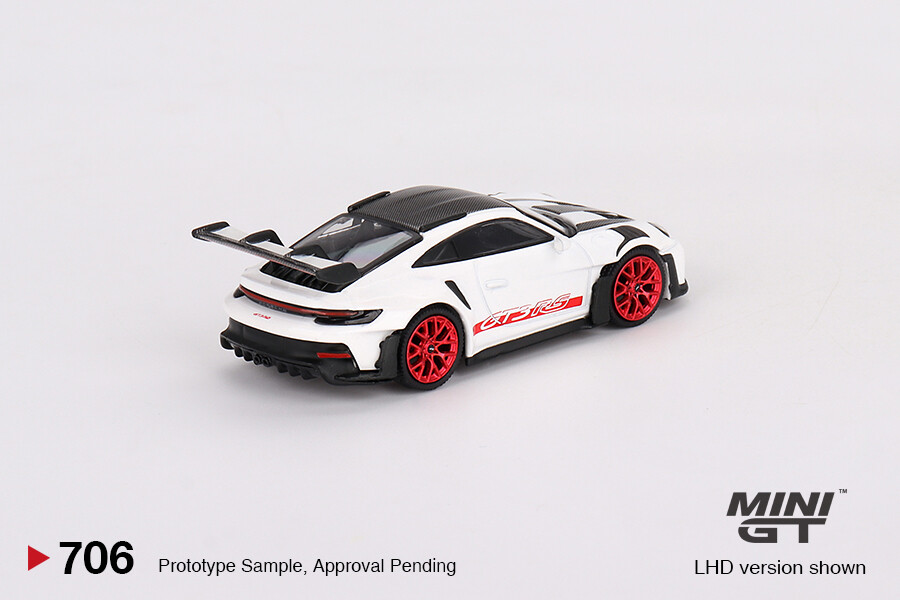 (ÖN SATIŞ) Mini GT 1/64 Porsche 911 (992) GT3 RS Weissach Package White with Pyro Red MGT00706 - Thumbnail