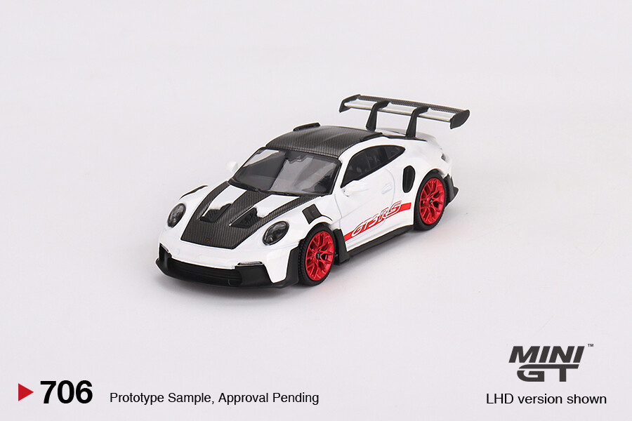 (ÖN SATIŞ) Mini GT 1/64 Porsche 911 (992) GT3 RS Weissach Package White with Pyro Red MGT00706 - Thumbnail