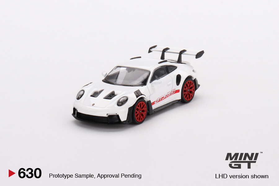 Mini GT 1/64 Porsche 911 (992) GT3 RS White with Pyro Red Accent Package MGT00630 - Thumbnail