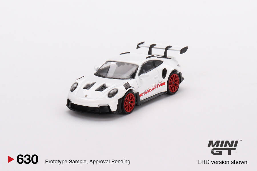 Mini GT 1/64 Porsche 911 (992) GT3 RS White with Pyro Red Accent Package MGT00630