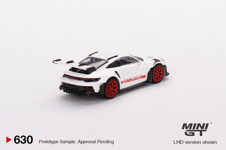 Mini GT 1/64 Porsche 911 (992) GT3 RS White with Pyro Red Accent Package MGT00630