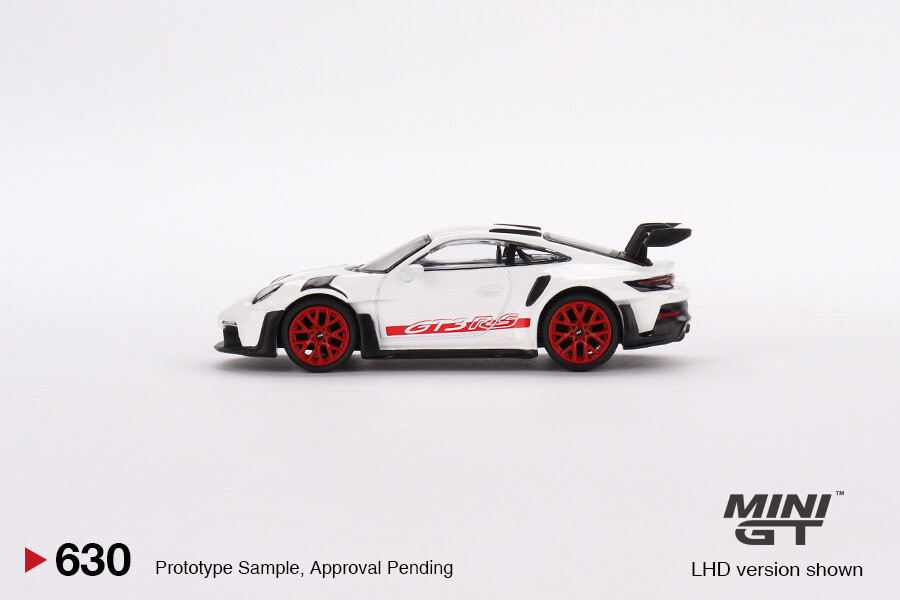 Mini GT 1/64 Porsche 911 (992) GT3 RS White with Pyro Red Accent Package MGT00630 - Thumbnail