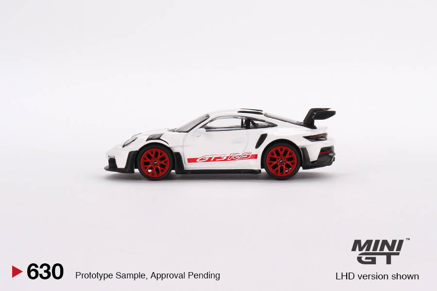 Mini GT 1/64 Porsche 911 (992) GT3 RS White with Pyro Red Accent Package MGT00630