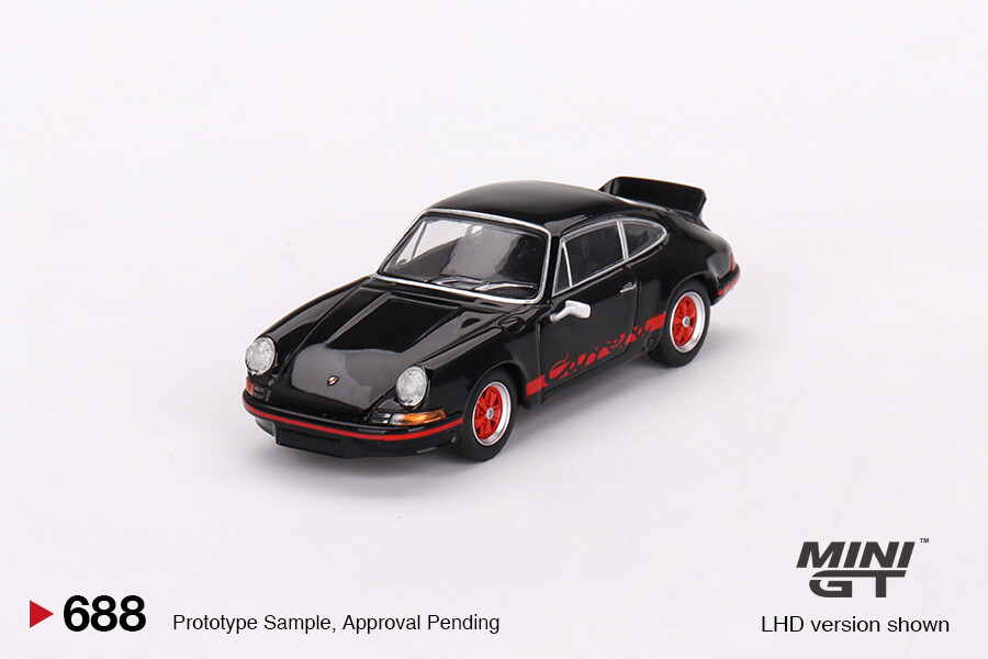 Mini GT 1/64 Porsche 911 Carrera RS 2.7 Black with Red Livery MGT00688 - Thumbnail