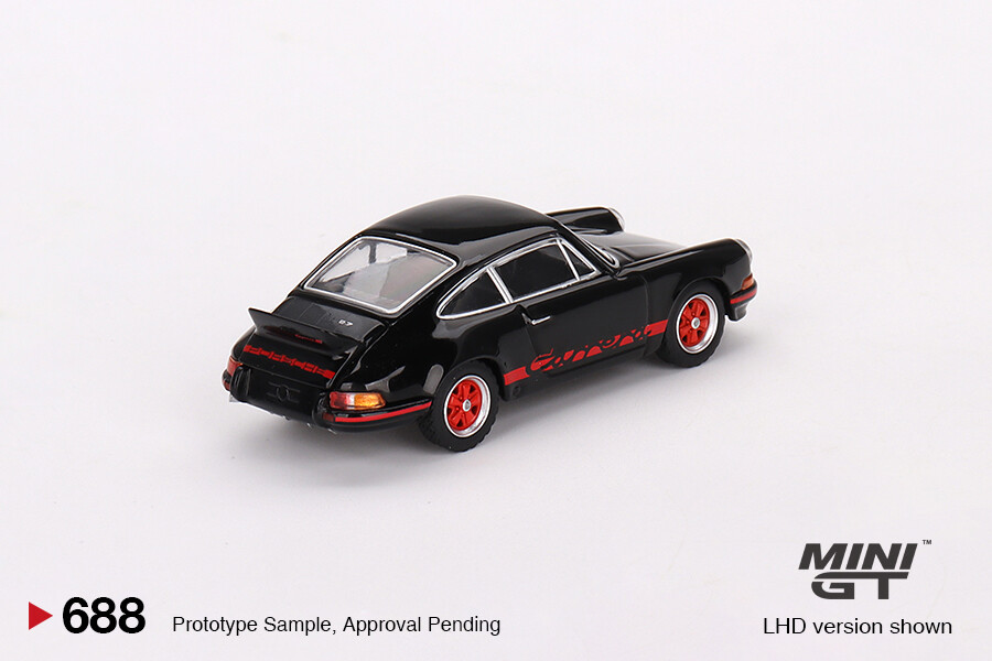 Mini GT 1/64 Porsche 911 Carrera RS 2.7 Black with Red Livery MGT00688 - Thumbnail