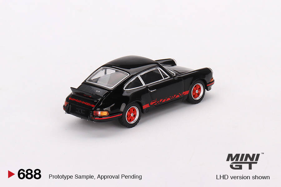 Mini GT 1/64 Porsche 911 Carrera RS 2.7 Black with Red Livery MGT00688