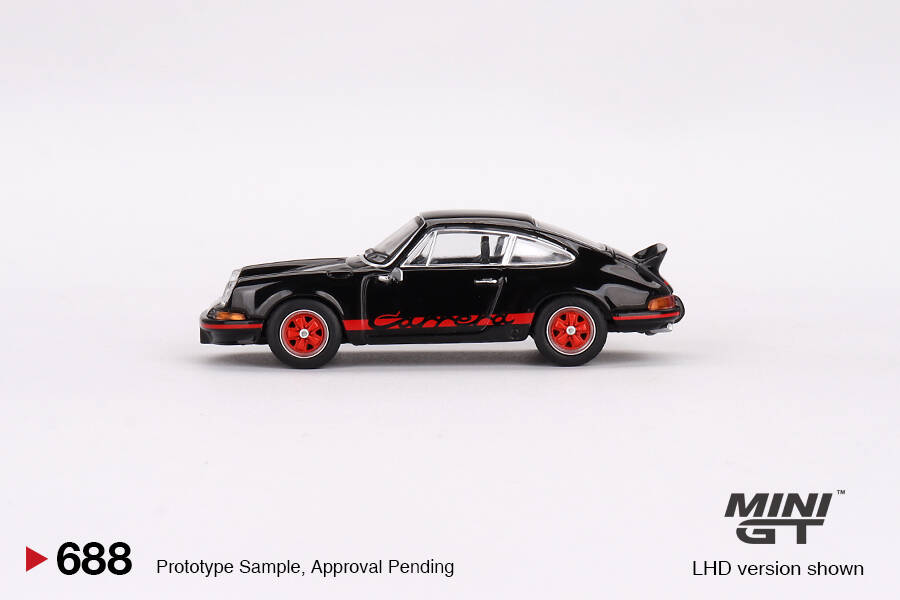 Mini GT 1/64 Porsche 911 Carrera RS 2.7 Black with Red Livery MGT00688