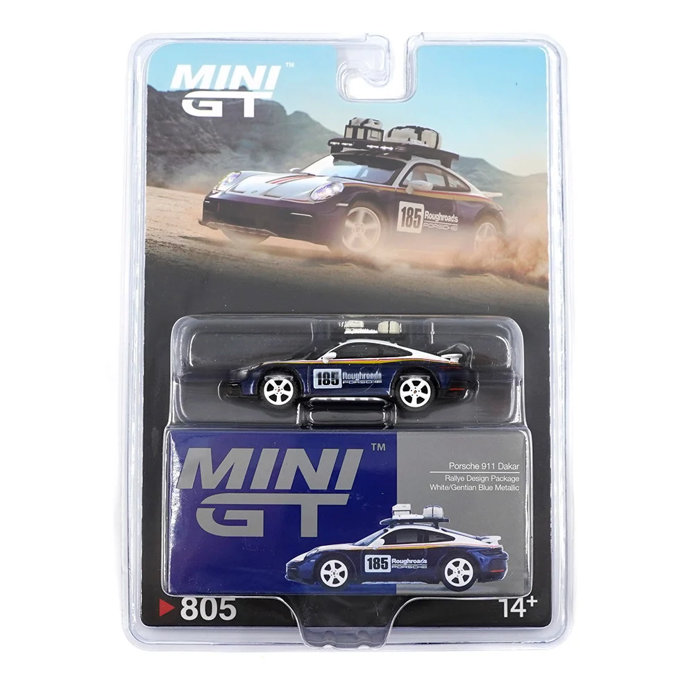 Mini GT 1/64 Porsche 911 Dakar Rallye Design Package White/Gentian Blue Metallic - Blister Paket MGT00805-BL - Thumbnail