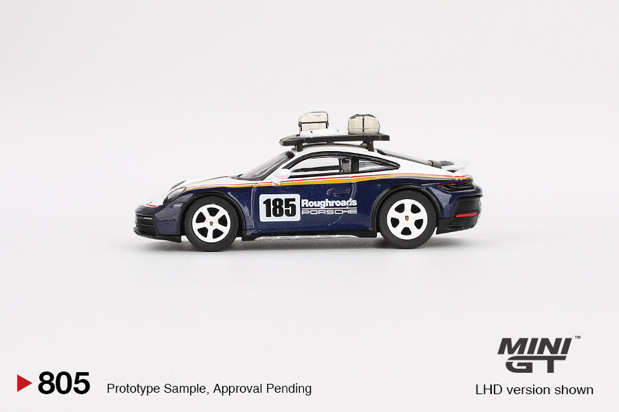 Mini GT 1/64 Porsche 911 Dakar Rallye Design Package White/Gentian Blue Metallic MGT00805 - Thumbnail