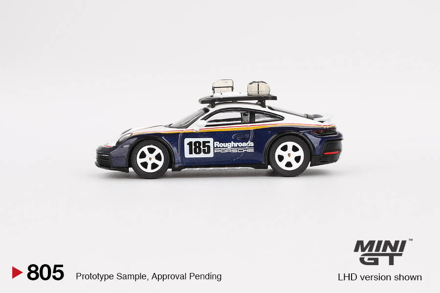 Mini GT 1/64 Porsche 911 Dakar Rallye Design Package White/Gentian Blue Metallic MGT00805