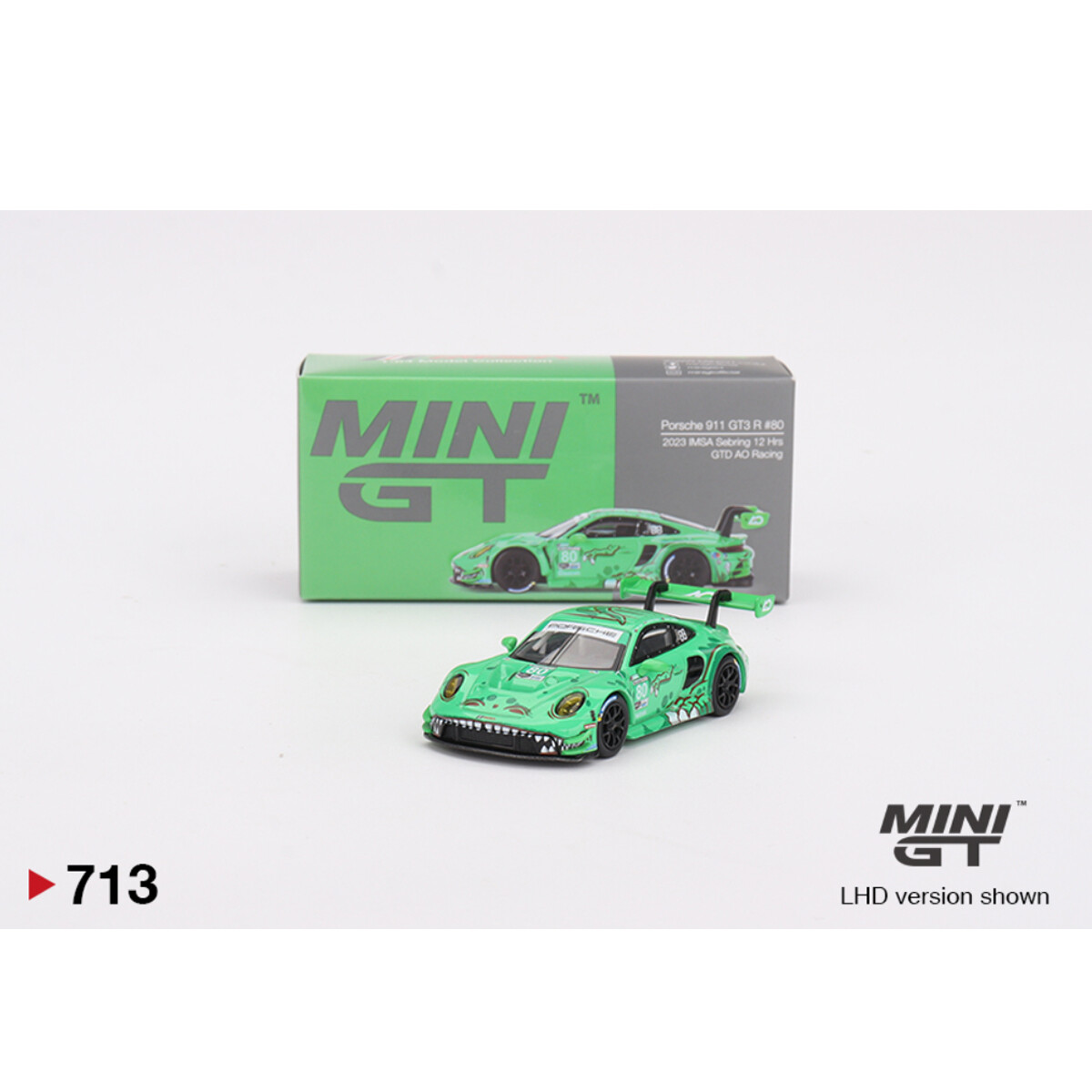 (ÖN SATIŞ) Mini GT 1/64 Porsche 911 GT3 R #80 GTD AO Racing 2023 IMSA Sebring 12 Hrs MGT00713 - Thumbnail