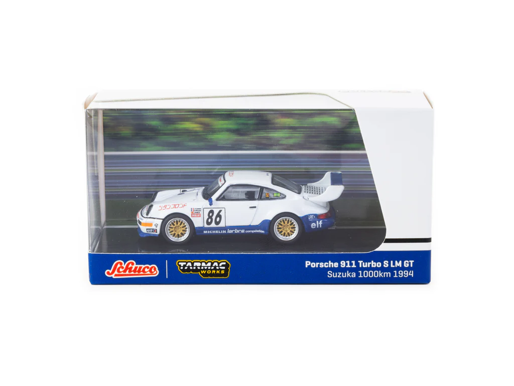 Schuco X Tarmac Works 1/64 Porsche 911 Turbo S LM GT Suzuka 1000km 1994 #86 - COLLAB64 - Thumbnail