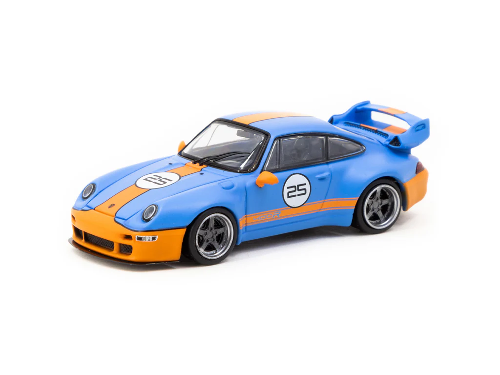 Tarmac Works 1/64 993 Remastered By Gunther Werks Blue / Orange - HOBBY64 T64-TL054-BO - Thumbnail