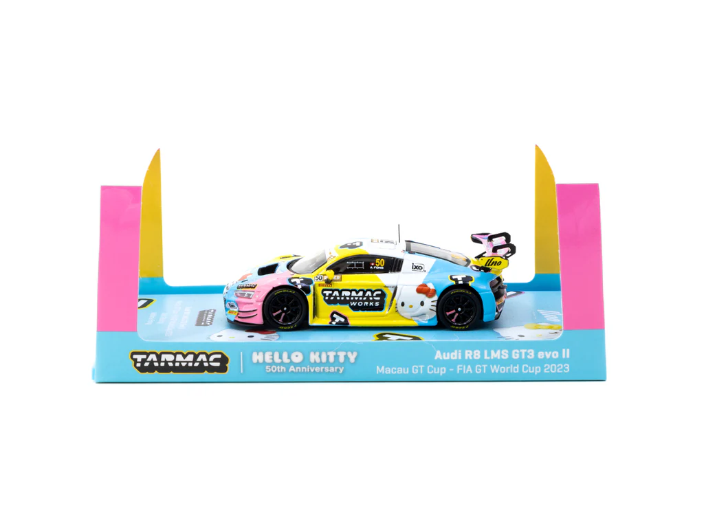 Tarmac Works 1/64 Audi R8 LMS GT3 Evo II Macau GT Cup - FIA GT World Cup 2023 - Race Version Uno Racing #50 with Tarmac Cards - HOBBY64 - Thumbnail