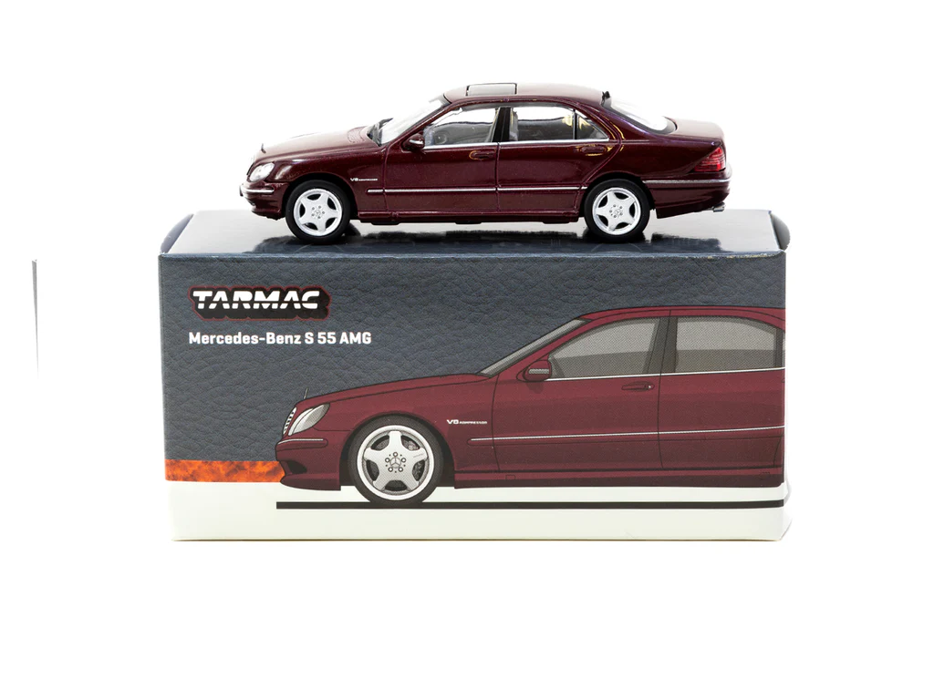 Tarmac Works 1/64 Mercedes-Benz S 55 AMG Bordeaux Red Metallic - GLOBAL64 T64G-072-BO - Thumbnail