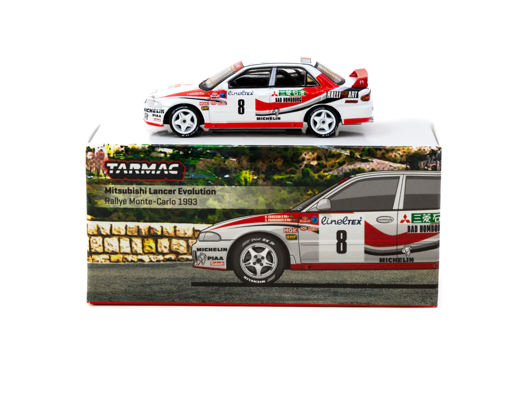 Tarmac Works 1/64 Mitsubishi Lancer Evolution Rallye Monte-Carlo 1993 #8 - GLOBAL64 T64G-048-93MCR08 - Thumbnail