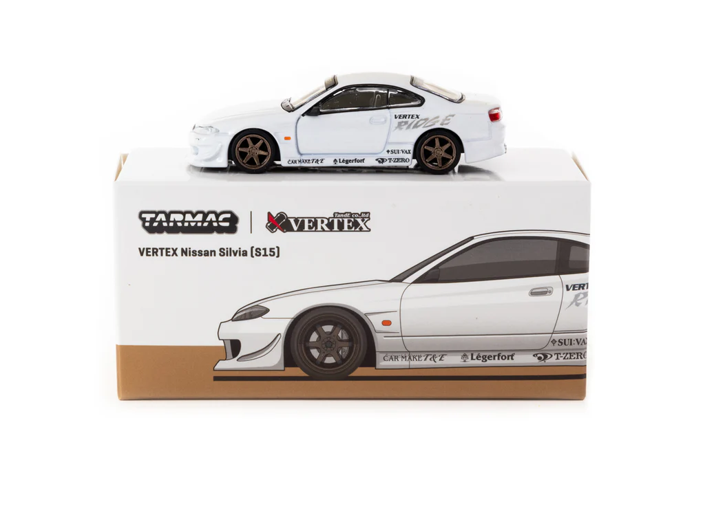 Tarmac Works 1/64 VERTEX Nissan Silvia S15 White Metallic - Lamley Special Edition - GLOBAL64 - Thumbnail